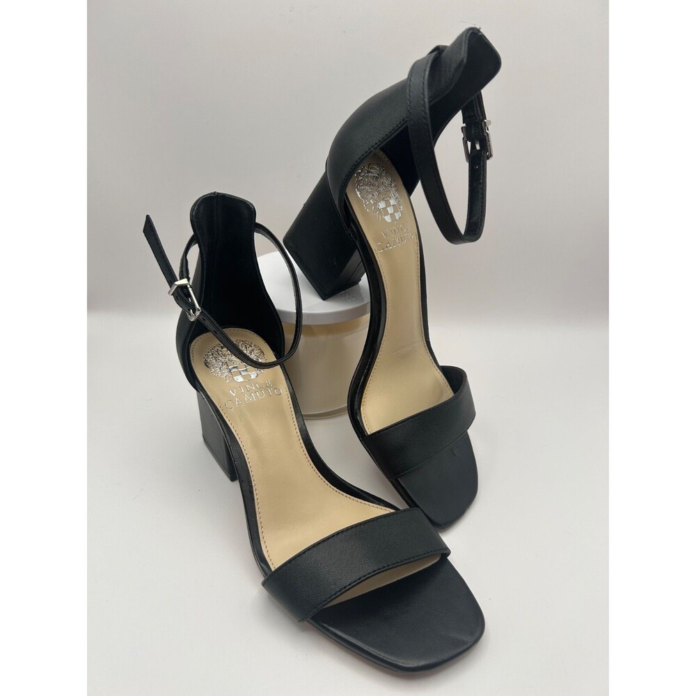 Vince Camuto Margry Women's Ankle Strap Block Heel Sandals Black SZ 5.5 M